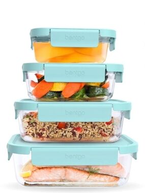 Bentgo Aqua Blue Glass Meal Prep Food Storage Set